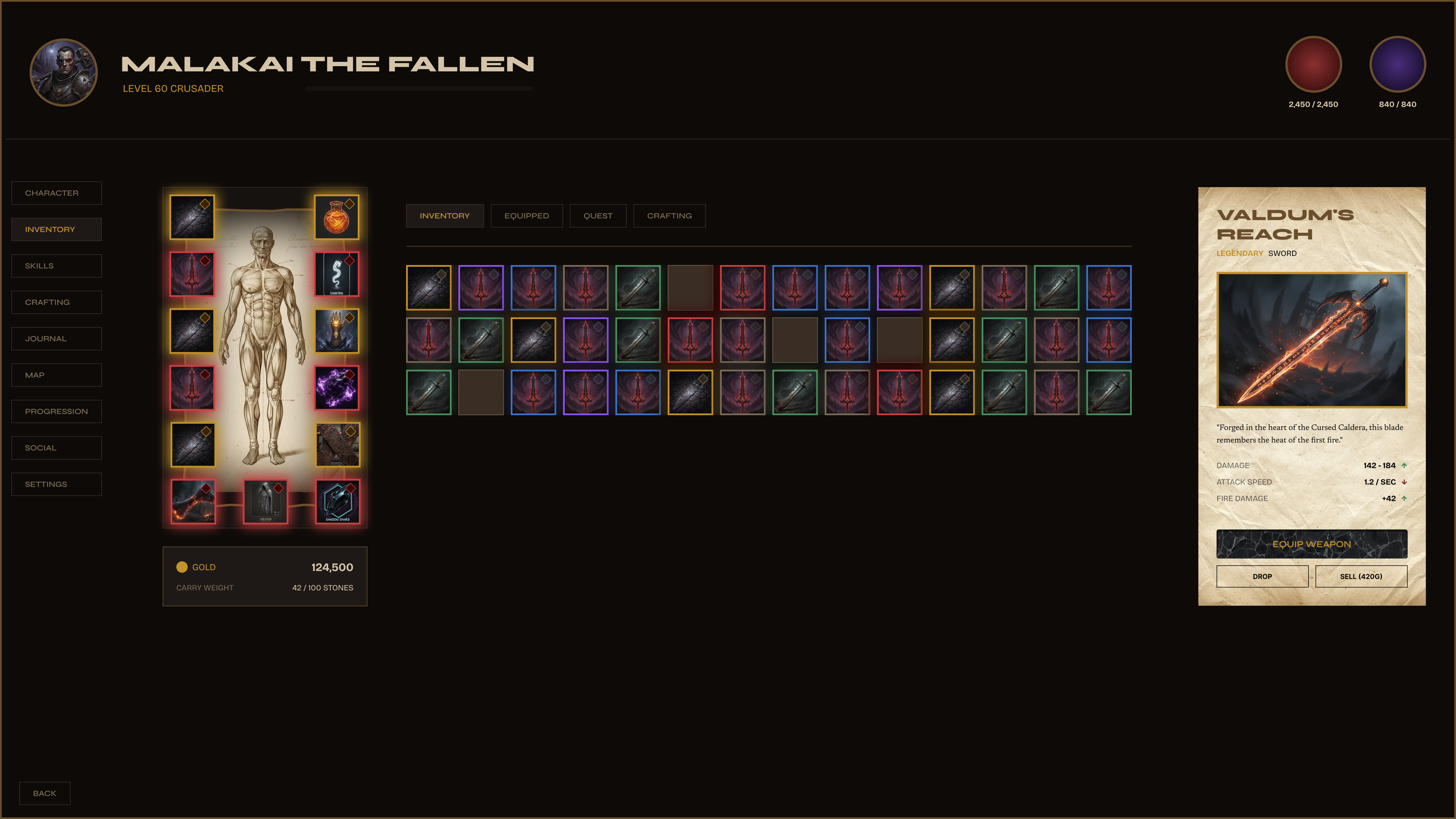 Dark Fantasy RPG Inventory